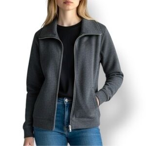 4/$20 Style & Co Sport Charcoal Gray Zip Front Mock Neck Jacket Medium